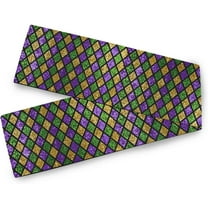 Happy Mardi Gras Table Runner 13.8x71 IN Gold Purple Green able Cloth Runner Fleur de Lis Mask Beads Confetti Feather Masquerade Party Rectangle Kitchen Runners for Holiday Tabletop Tablecloth