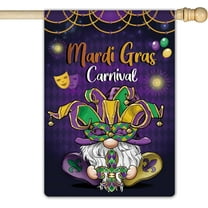 Happy Mardi Gras Welcome Garden Flag 28 x 40 Inch Double Sided Spring Gnome House Flag New Orleans Carnival Celebration for Home Party Porch Yard Outdoor Decor