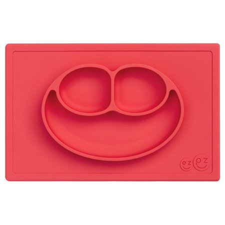 ezpz Happy Mat - One-piece silicone placemat + plate (Coral)