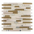 thumbnail image 1 of Happy Meadow Brown 3-in. x 1-in. Linear Brick Joint Polished Glass Mosaic Wall and Floor Tile, 1 of 1