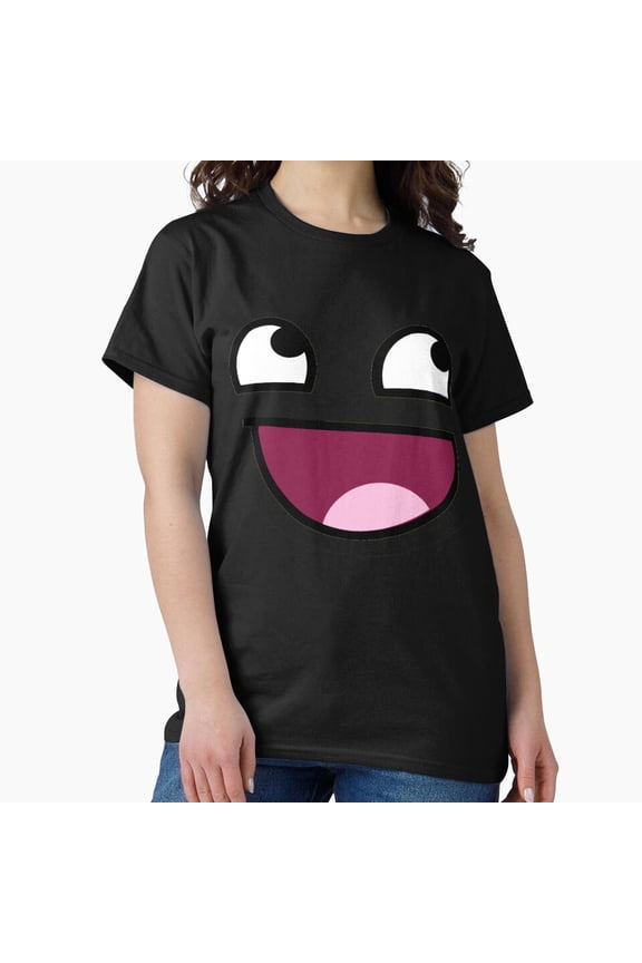 Happy Meme Face Simple Joyful Expression Graphic Unisex T-Shirt, up to size 5XL