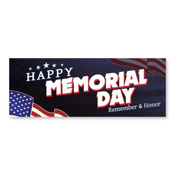 Happy Memorial Day 36" x 14" Decal | Advertise Your Business | All Weather Can Apply To Any Surface | American Flag | Made in The USA
