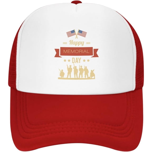 Happy Memorial Day Mesh Hat Men Women Patriotic American Baseball Cap Memorial Day Decorations Decor Hat Black