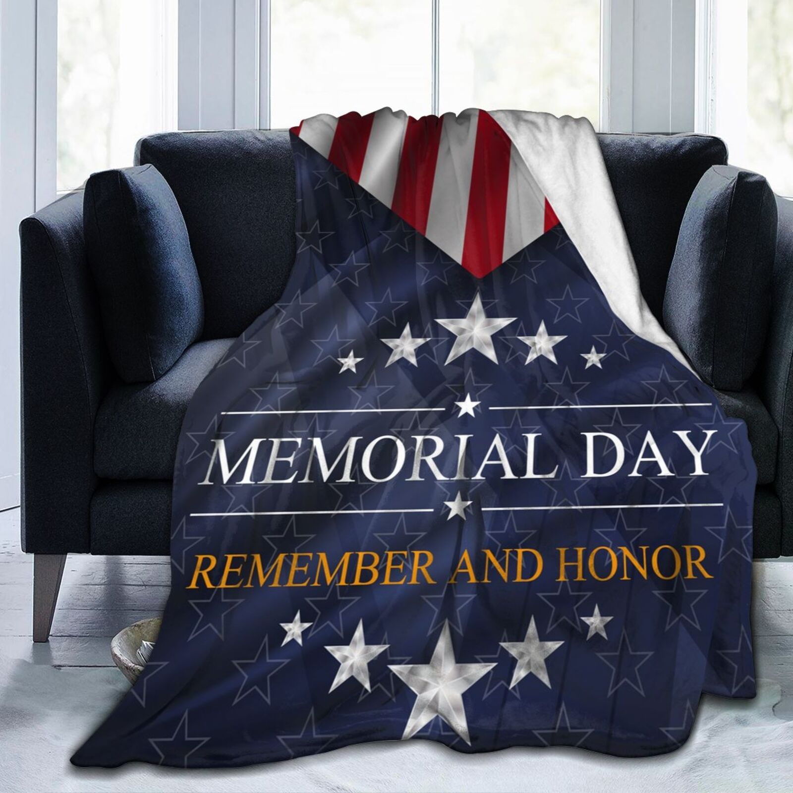 Happy Memorial Day Remember&Honor Throw Blanket Soft Cozy Warm Durable