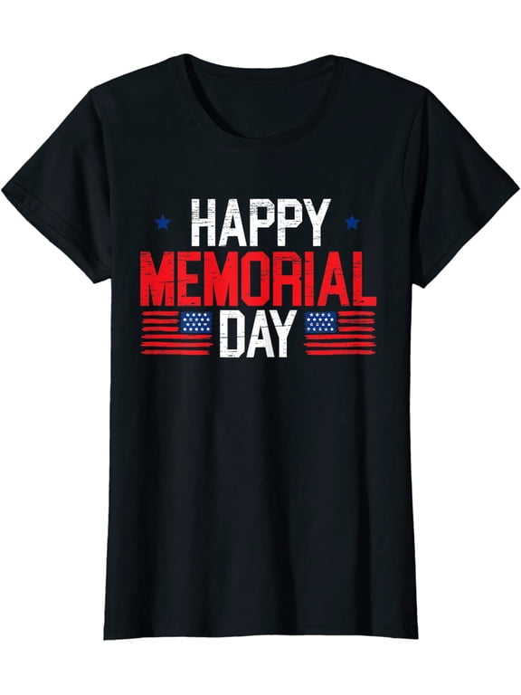 Happy Memorial Day USA Flag American Patriotic Armed Forces T-Shirt