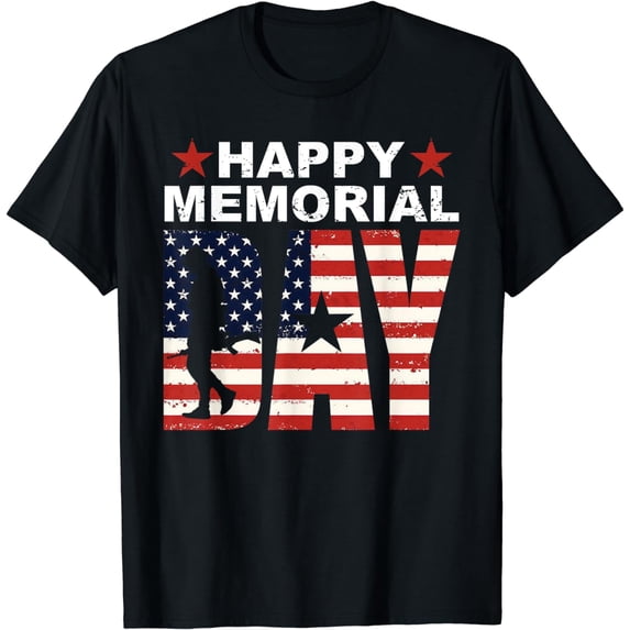 Happy Memorial Day USA Flag American Patriotic Armed Forces T-Shirt
