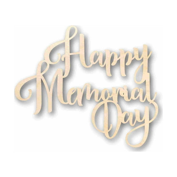 Happy Memorial Day Unfinished Wood Cutout DIY handmade Craft 18" / 1/8"