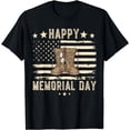 thumbnail image 1 of Happy Memorial Day Usa Flag American Patriotic Armed Forces T-Shirt, 1 of 4