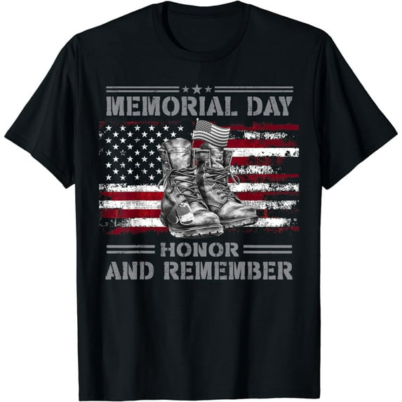 Happy Memorial Day boots dog tags Honor Veteran Men Women T-Shirt