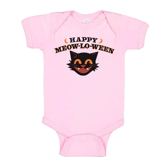 Happy Meow-Lo-Ween Baby Onesie Infant One Piece Bodysuit 12 Months Light Pink
