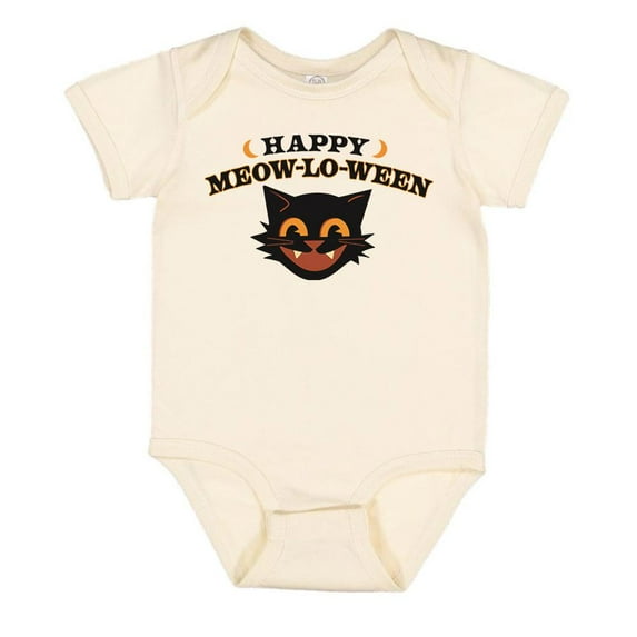 Happy Meow-Lo-Ween Baby Onesie Infant One Piece Bodysuit 18 Months Natural