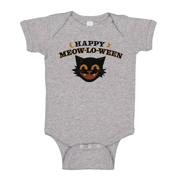 Happy Meow-Lo-Ween Baby Onesie Infant One Piece Bodysuit Newborn Heather Grey