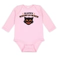 thumbnail image 1 of Happy Meow-Lo-Ween Long Sleeve Baby Onesie Infant One Piece Bodysuit 18 Months Light Pink, 1 of 4