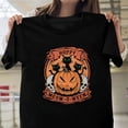 thumbnail image 1 of Happy Meow-O-Ween Design Black Cats And Jack-O'-Lantern H44655 Unisex T-Shirt, Up to 5XL Available, 1 of 2