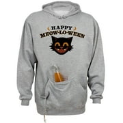 Happy Meow-lo-ween Beer Holder Tailgate Hoodie Sweatshirt Unisex Large Oxford