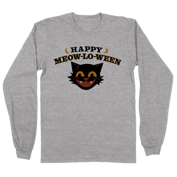 Happy Meow-lo-ween Long Sleeve Shirt Unisex Small Grey