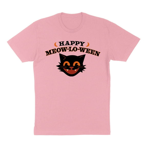 Happy Meow-lo-ween Shirt Unisex Large Pink