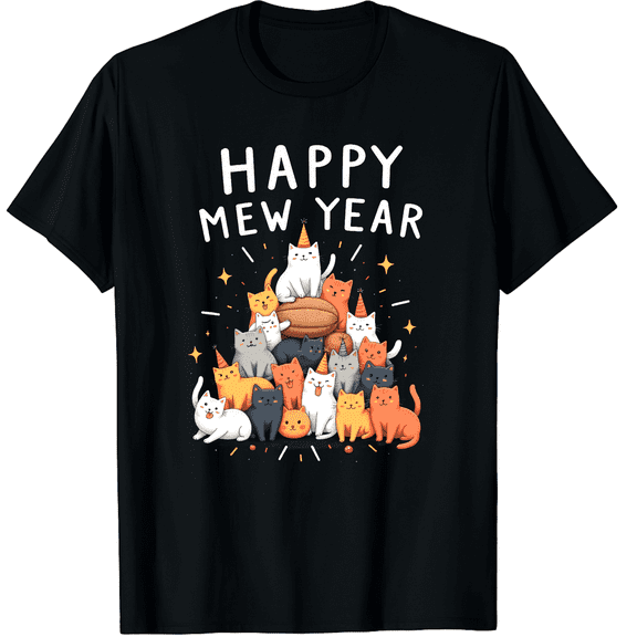 Happy Mew Year for a Happy New Year Cat Happy new Years Eve Graphic Tee T-Shirt for Men Women