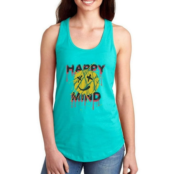 Happy Mind Splashed Ink Racerback Tank Women -Image by Shutterstock, Female Large
