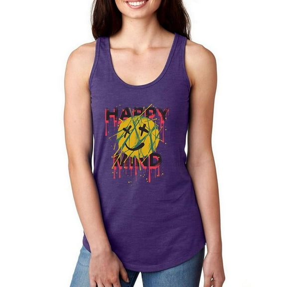 Happy Mind Splashed Ink Racerback Tank Women -Image by Shutterstock, Female XX-Large