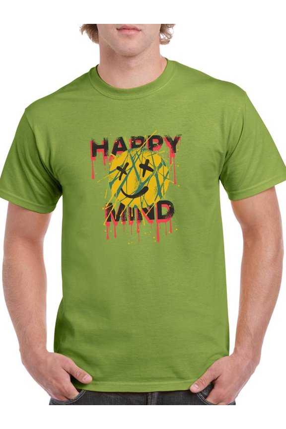Happy Mind Splashed Ink T-Shirt Men -Image by Shutterstock, Male Medium