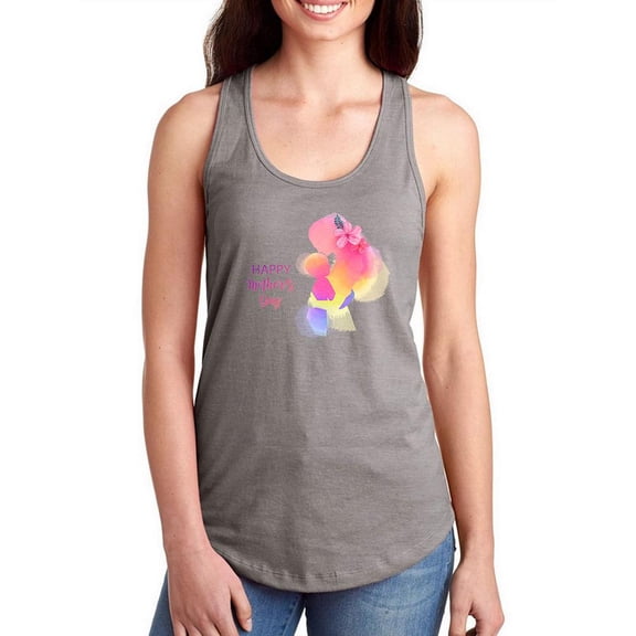 Happy Mom Child Watercolor Racerback Tank Women -Image by Shutterstock, Female x-Small