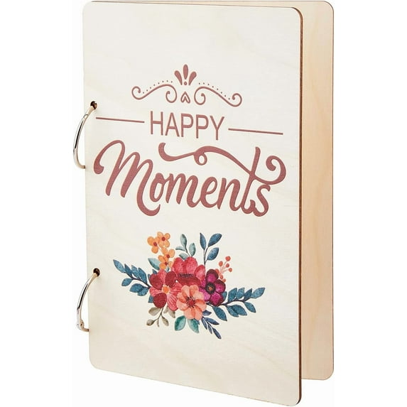 Happy Moment Greeting Card Holder Organizer Wooden Card Keeper Binder Planning Book Flowers Birthday Cards Keeper Photo Album Cover Graduation Wedding Planner Journal Keepsake Gift colorful DIY