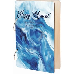 Happy Moment Greeting Card Organizer Blue Water Flow Wooden Card Keeper Binder Planning Book Birthday Cards Keeper Photo Album Binder Cover Holder Wedding Wedding Journal Keepsake Gifts Colorful