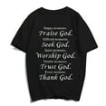 thumbnail image 1 of Happy Moments Praise God Every Moment Thank God T-Shirt Pray Christ Jesus Casual Women Men Graphics Christian Summer Tops Gift Tee Black Medium, 1 of 3