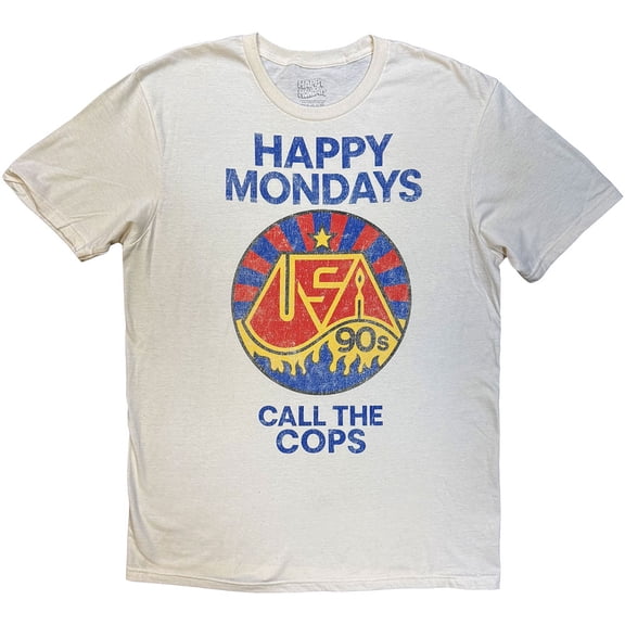 Happy Mondays Unisex T-Shirt Call The Cops (Natural) (X-Large)
