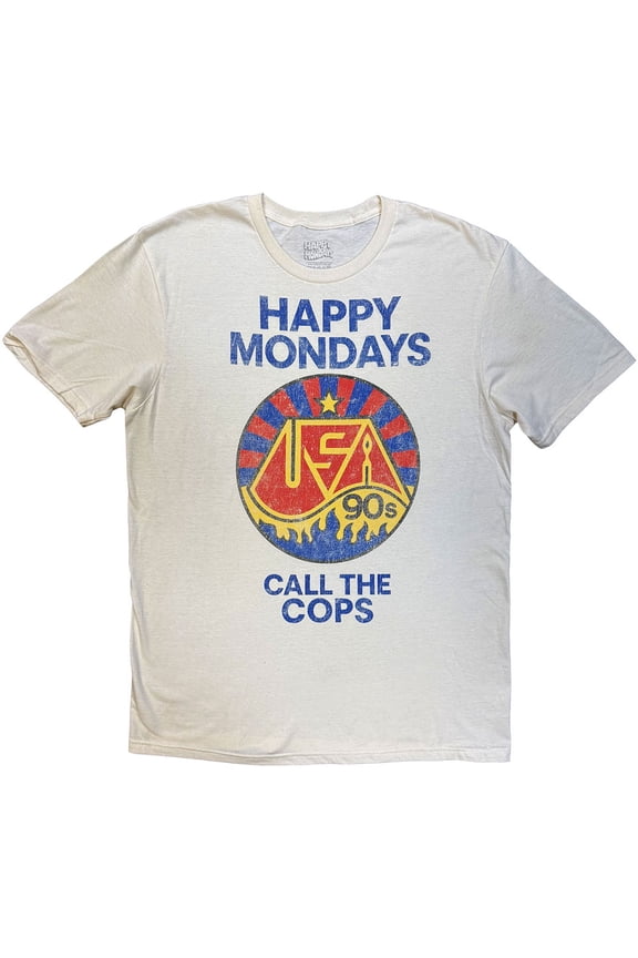 Happy Mondays Unisex T-Shirt Call The Cops (Natural) (X-Large)