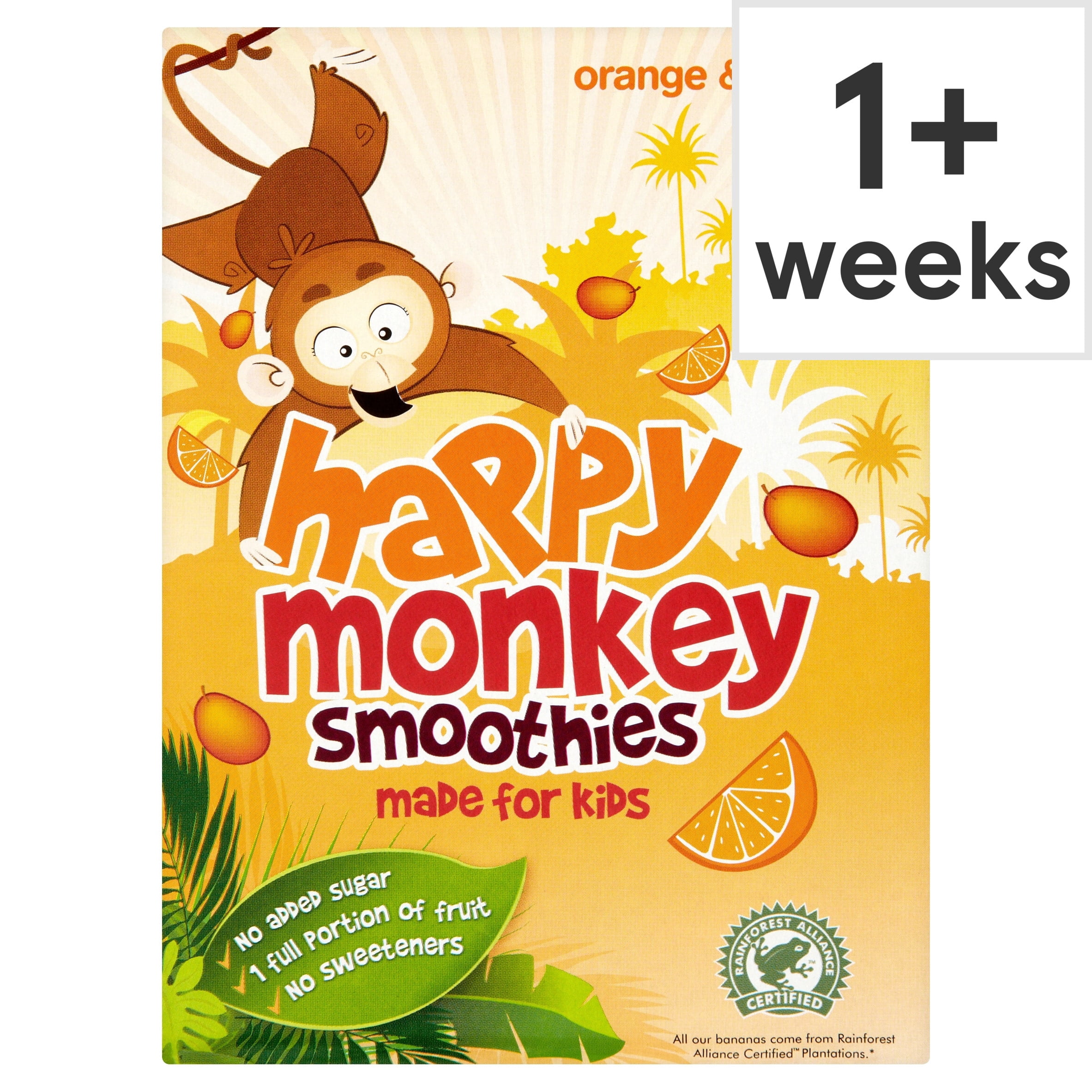 Happy Monkey Smoothies Orange & Mango 4 x 180ml, Imported from Britain