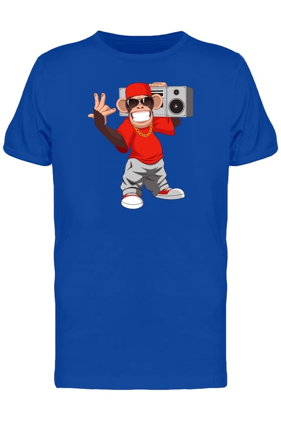 Happy Monkey With Boombox T-Shirt Men -Image by Shutterstock, Male Medium