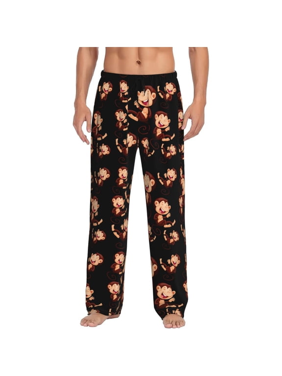 Happy Monkeys Pattern Men'S Pajama Pants Soft Sleep Lounge Pants Pjs Bottoms With Pockets Medium