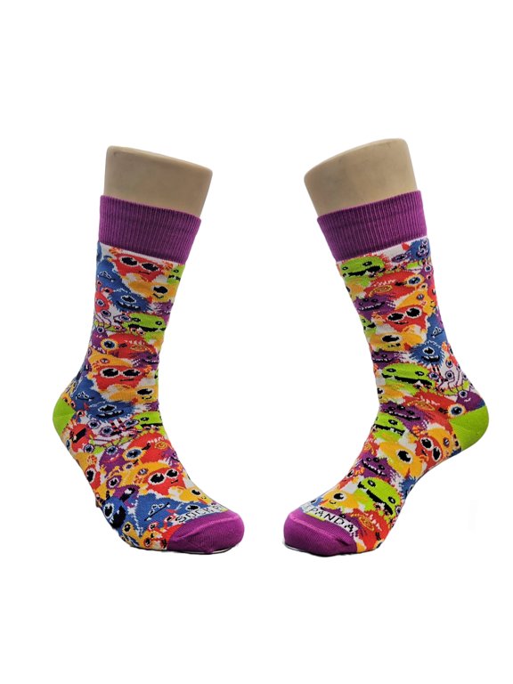 Happy Monster Faces Socks from the Sock Panda (Adult Small - Shoe Sizes 2-5)