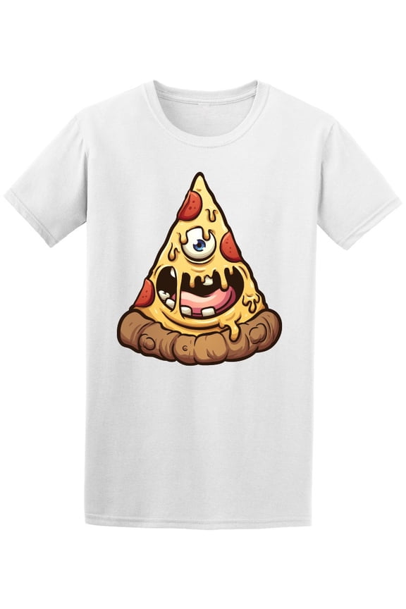 Happy Monster Pizza Slice T-Shirt Men -Image by Shutterstock, Male Large