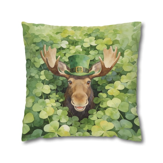 Happy Moose Welcome St Patrick's Day Lucky Shamrocks Clover Pillowcase Double Sided Deer Wild Animals Lover Pillow Case Covers - 22001