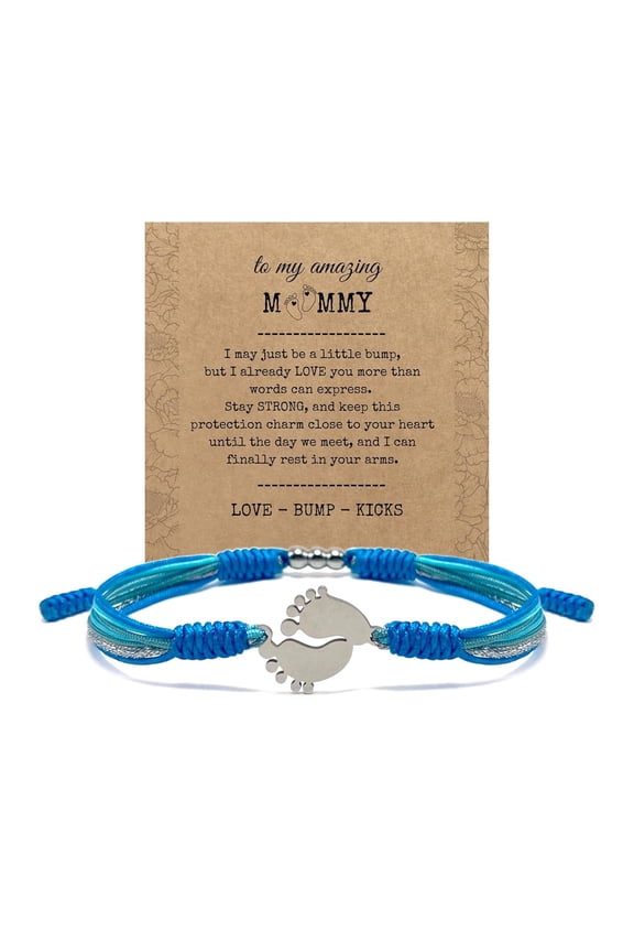 Happy Mother Day New Mom Bracelet Mom To Be Gift Lucky String Protection Inspirational Gifts After Birth First Time Mom for Mom Daughters Granny (First Mom Blue)-blue-