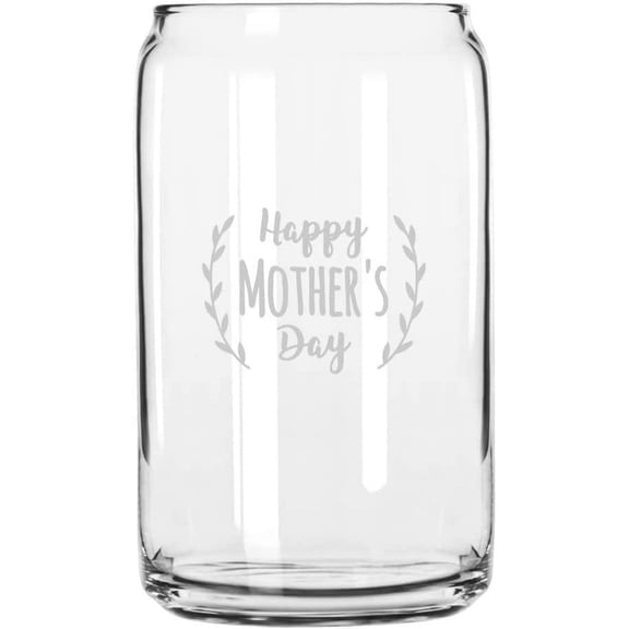 Happy Mother's Day 1 Mother's Day Etched 16oz Libbey Can Glass