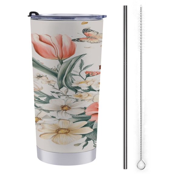 Happy Mother's Day 20oz Insulated Tumbler Stainless Steel Coffee Cups W/Lid & Straw Double Wall Insulated Tumbler Mugs with Lid And Straw