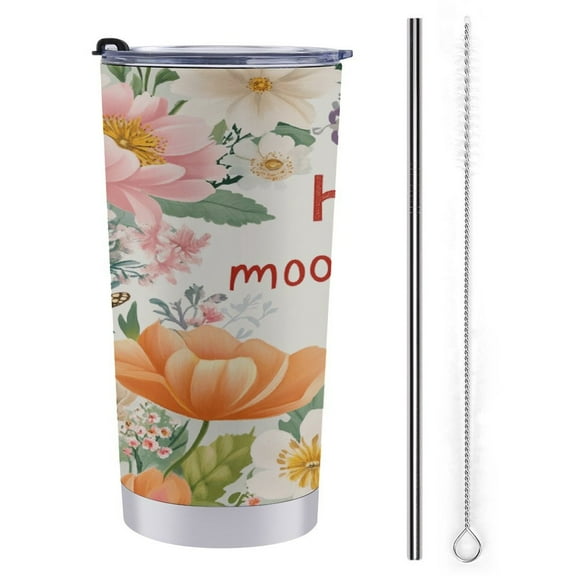 Happy Mother's Day 20oz Tumbler with Lid And Straw, Coffee Mug Double Wall Vacuum Insulated Travel Mug Stainless Steel Water Bottle Reusable