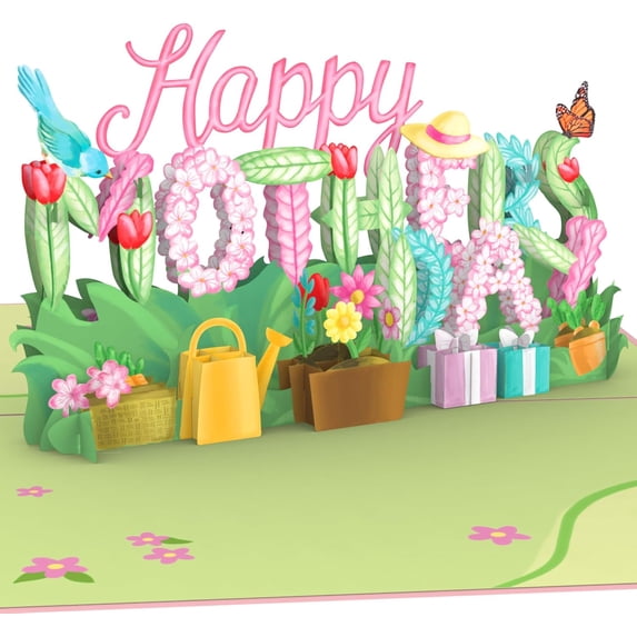 Happy Mother's Day 3D Pop Up Card - Handcrafted Spring Flower Garden Greeting Intricate Laser Cut Floral Gift for Mom, Grandma, Wife, Aunt, Mother-in-Law, and Stepmom