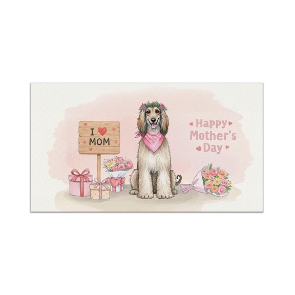 Happy Mother's Day Afghan Hound Love Dog Mom Heart Flower Doormat Dog Lover Indoor Outdoor Welcome Mat - 12004