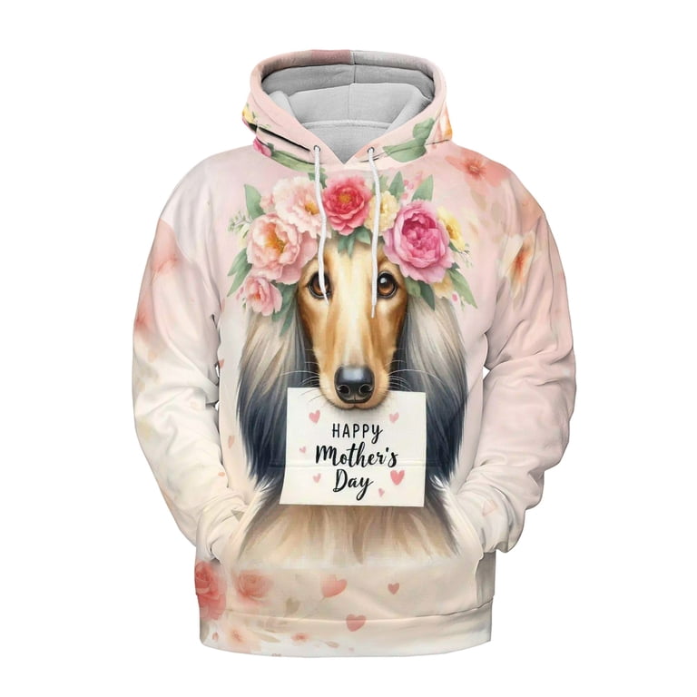 Happy Mother's Day Afghan Hound with Flower Crown and Greeting