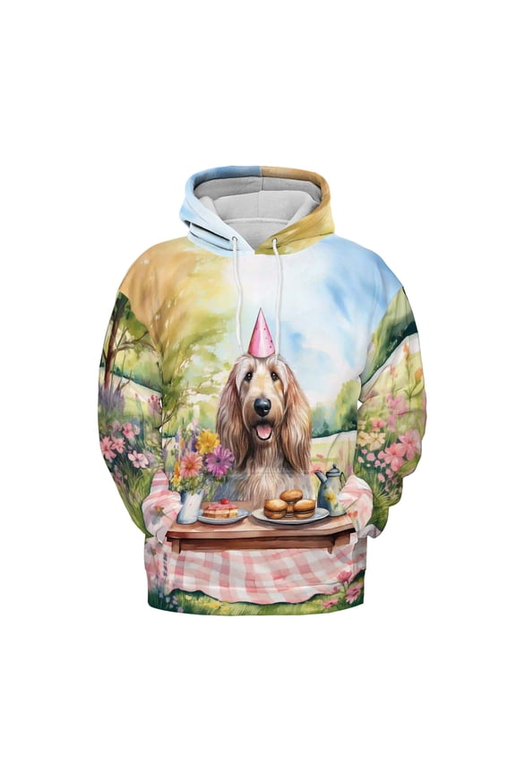 Happy Mother's Day Afghan Hound with Sweets and Flowers at a Picnic All Over Print 3D Hoodie Unisex Merch Hoodies Dog Lover - 13005
