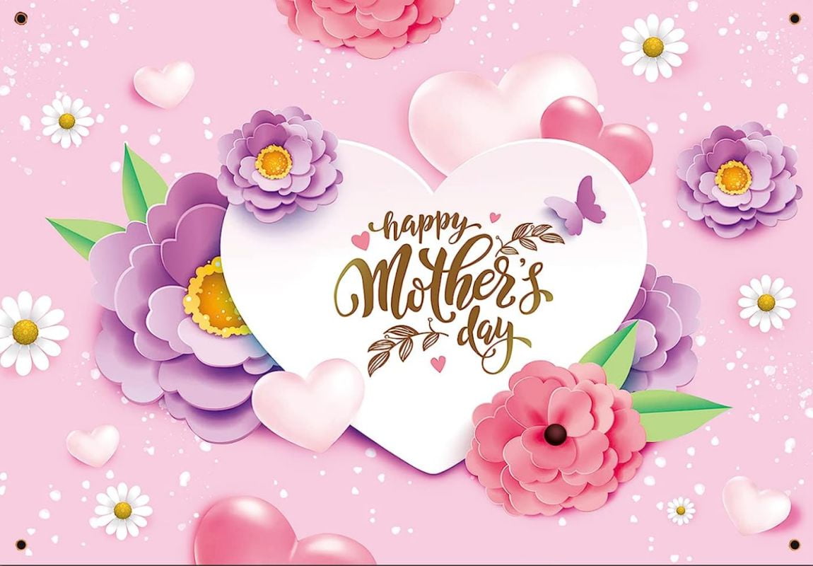 Happy Mother's Day Backdrop Background Banner ration Pink Flowers ...