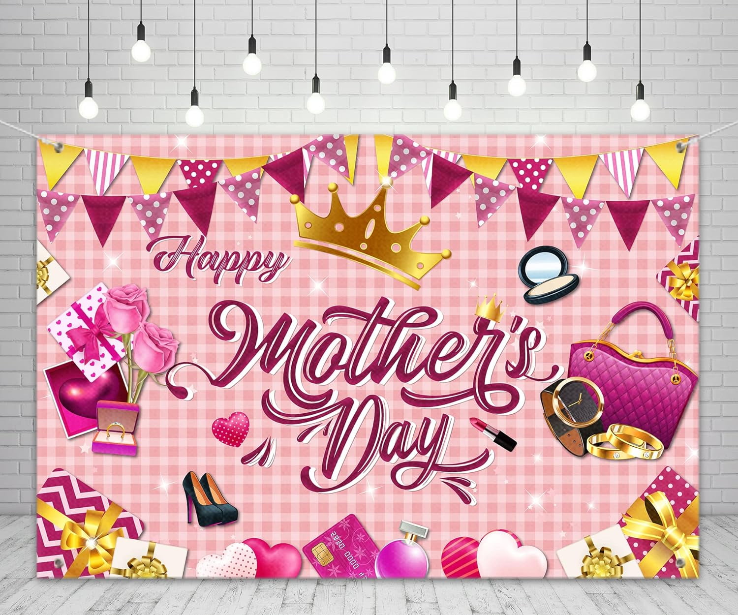 Happy Mother's Day Backdrop Love Heart Pink Background Mothers Day ...
