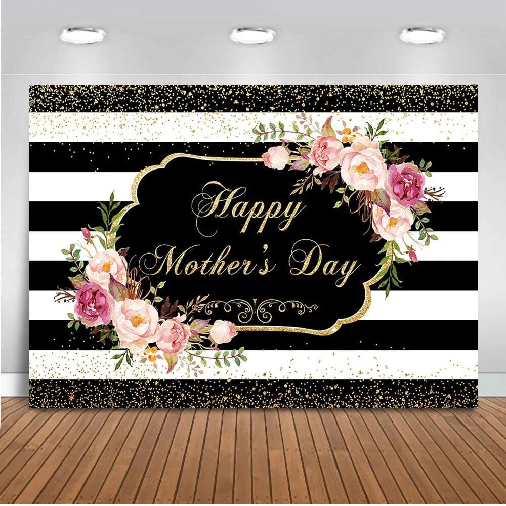 Happy Mother's Day Background Golden Rose Flowers Backdrop for