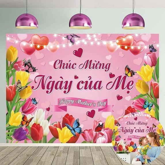 Happy Mother's Day Background Vietnamese Happy Mother's Day Photography Background Pink Vietnamese Mothers Day Party Decorations Supplies