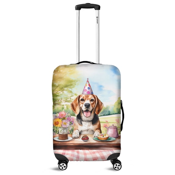 Happy Mother's Day Beagle with Sweets and Flowers at a Picnic Travel Luggage Cover Beagles Dog Lover Gifts Idea Suitcase Dust Protective Decor - 13005